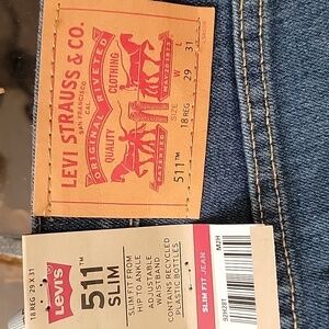 New Men's Levi's 511 Slim Straight Jeans size 29x31 or 18 Reg